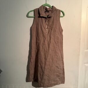 Lungo L'arno Sleeveless Linen Dress Small Lagenlook Coastal Resort Minimalist